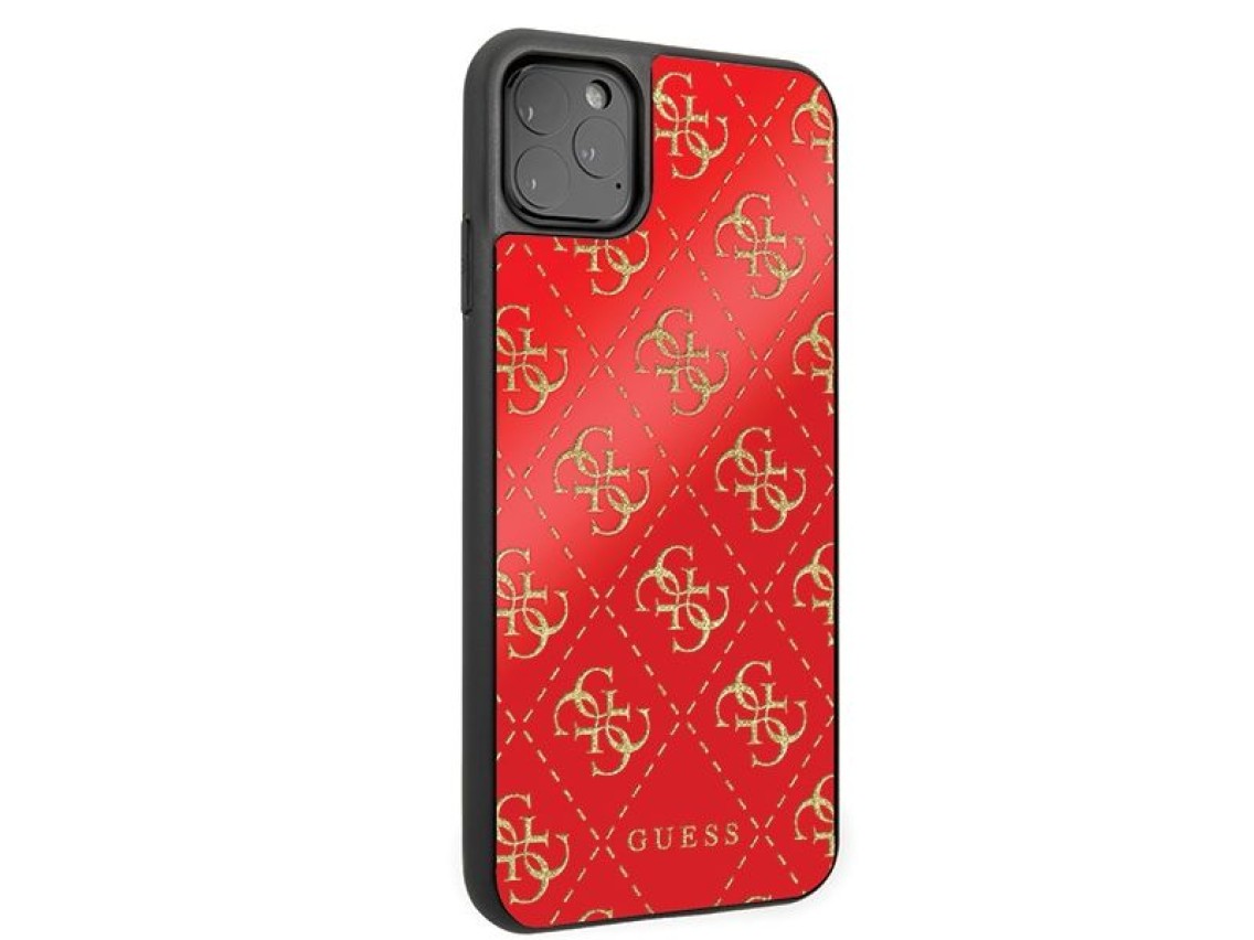 Funda rígida Guess GUHCN654GGPRE para iPhone 11 Pro Max, color rojo/rojo, doble capa con purpurina,