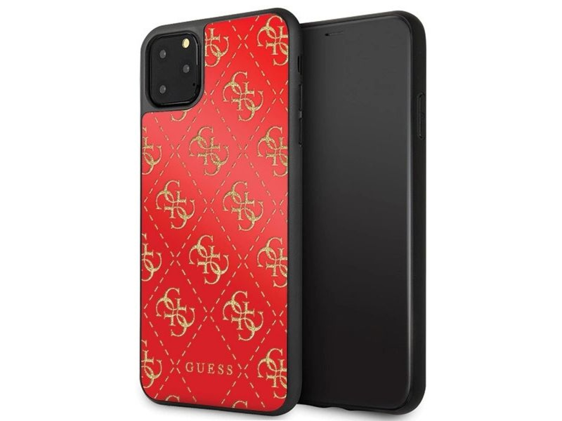 Funda rígida Guess GUHCN654GGPRE para iPhone 11 Pro Max, color rojo/rojo, doble capa con purpurina,