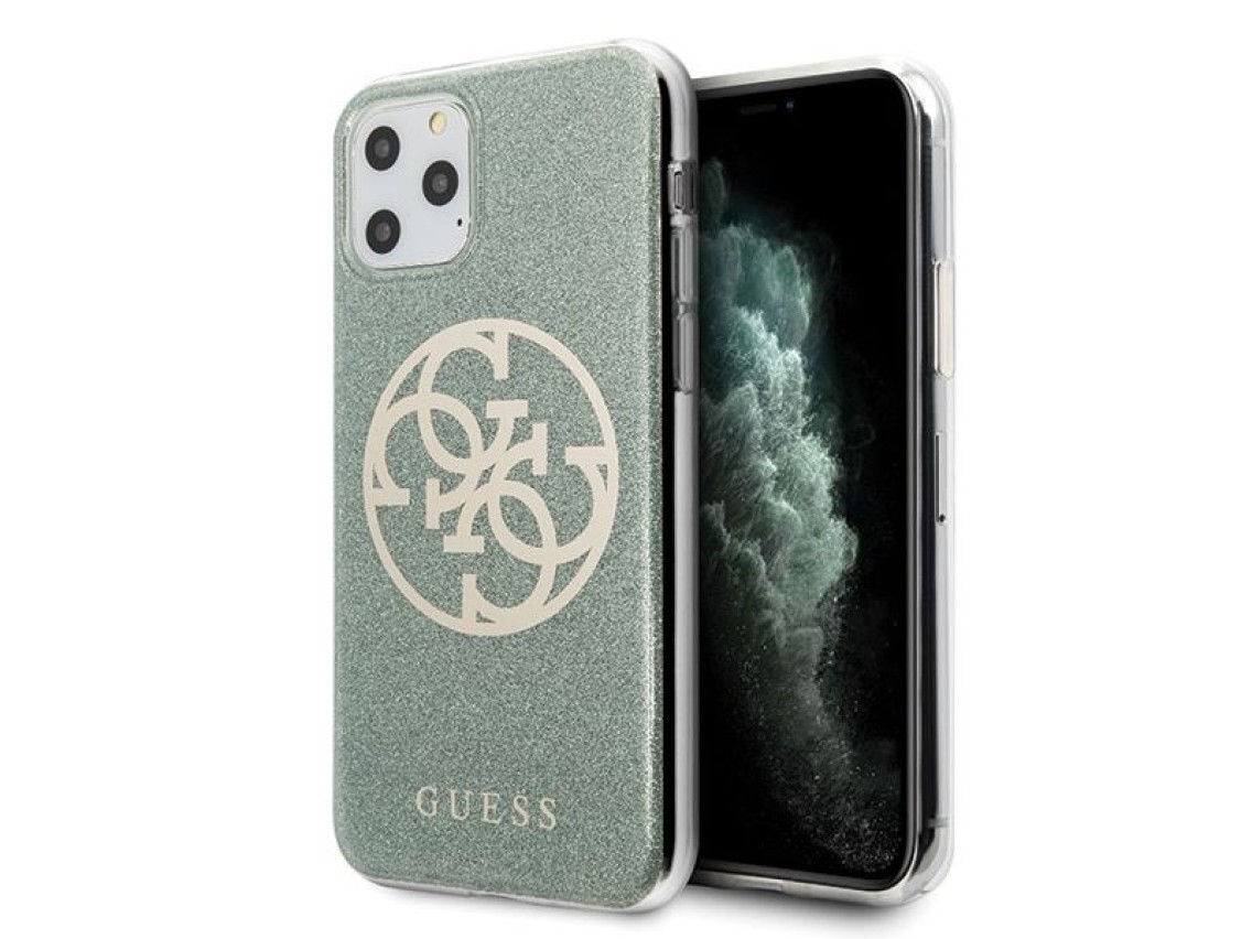 Guess GUHCN65PCUGLKA iPhone 11 Pro Max khaki hard case 4G Circle Glitter