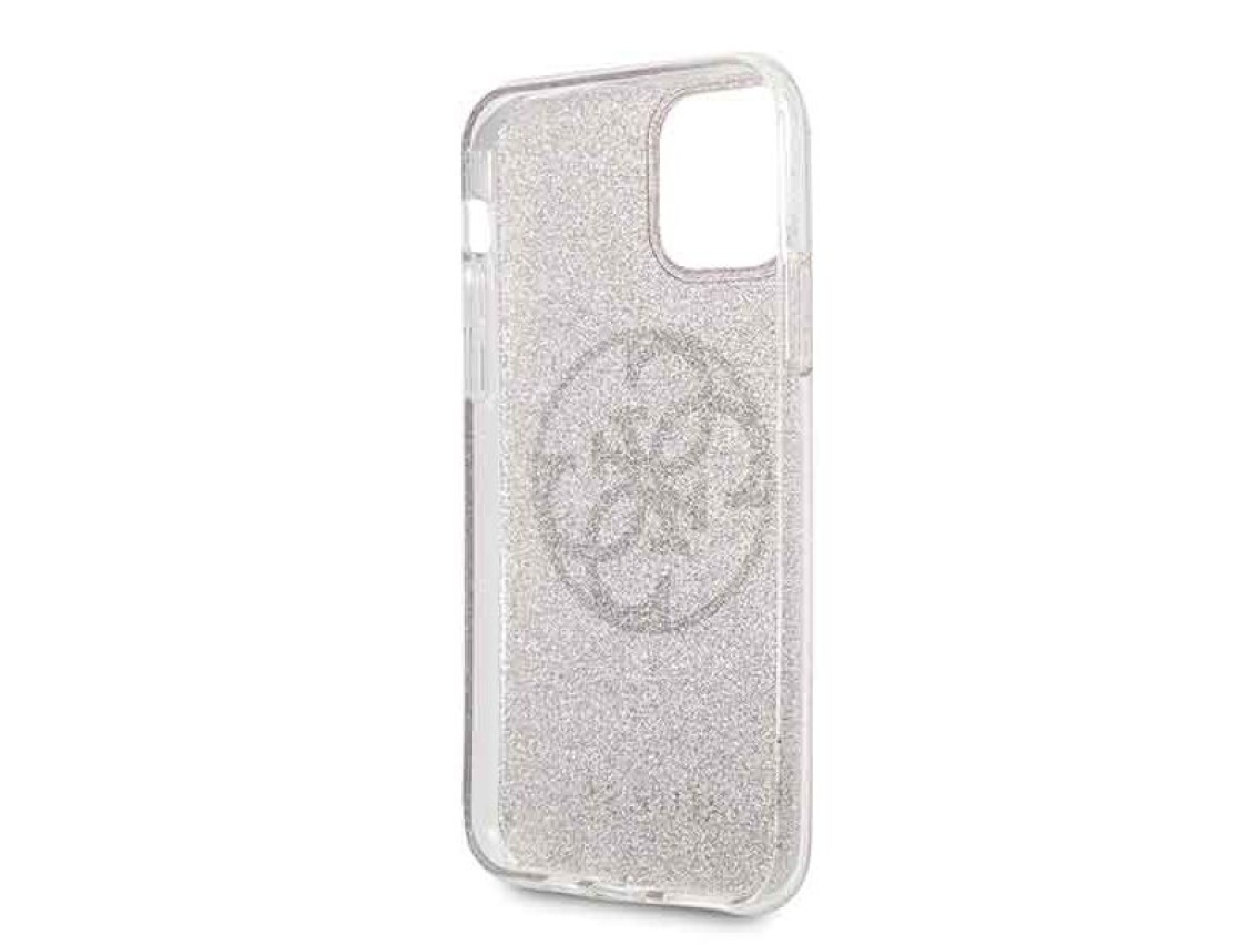 Capa rígida rosa Guess GUHCN58PCUGLPI para iPhone 11 Pro 4G com glitter circular