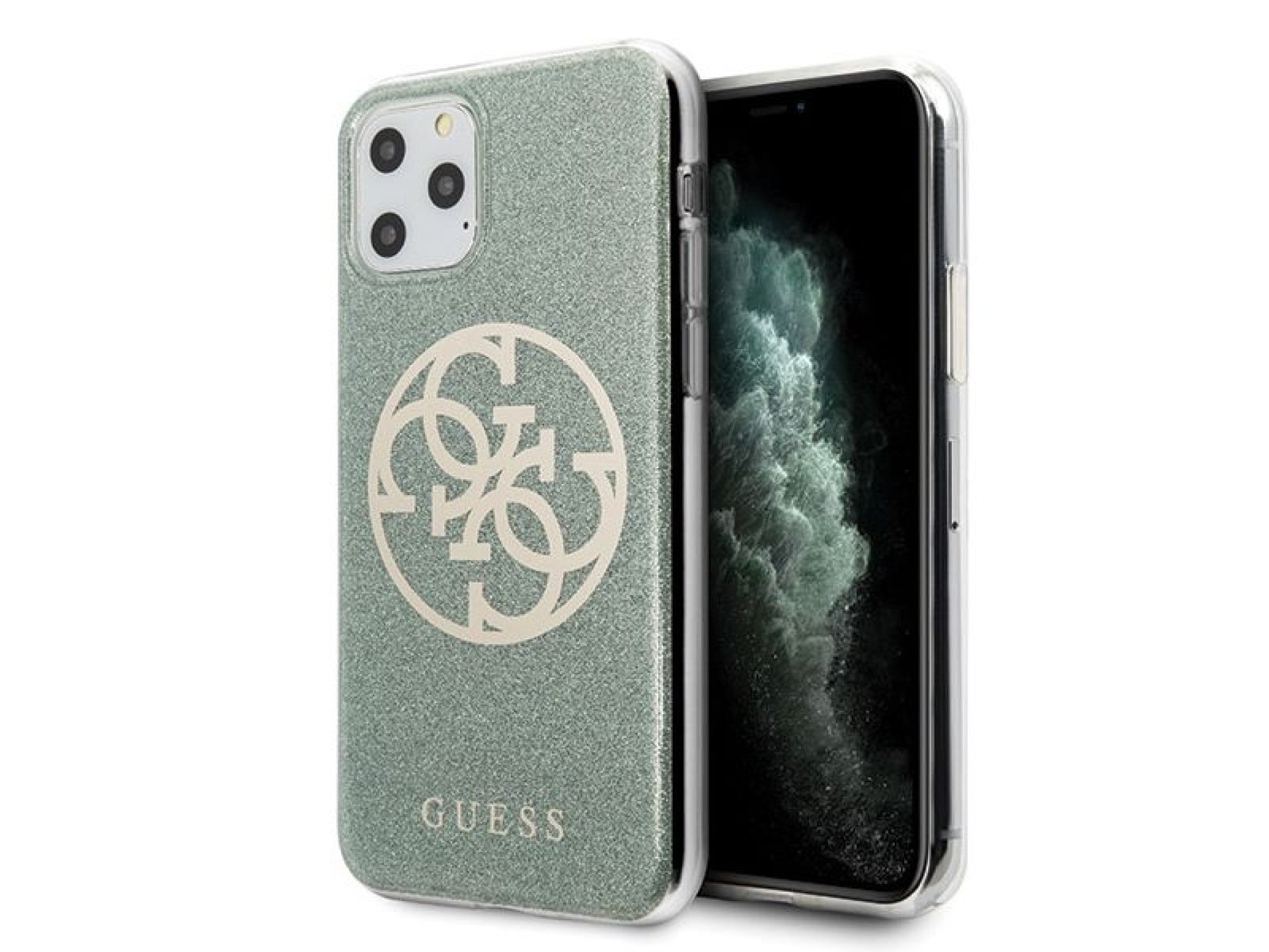 Guess GUHCN65PCUGLKA iPhone 11 Pro Max khaki hard case 4G Circle Glitter