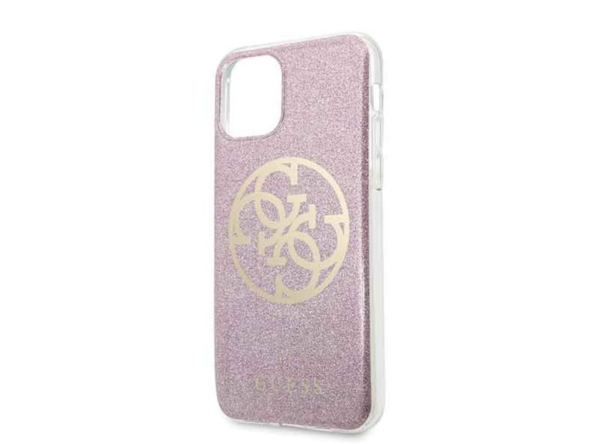 Capa rígida rosa Guess GUHCN58PCUGLPI para iPhone 11 Pro 4G com glitter circular