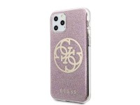 Capa rígida rosa Guess GUHCN58PCUGLPI para iPhone 11 Pro 4G com glitter circular Capa rígida rosa Guess GUHCN58PCUGLPI para iPhone 11 Pro 4G com glitter circular
