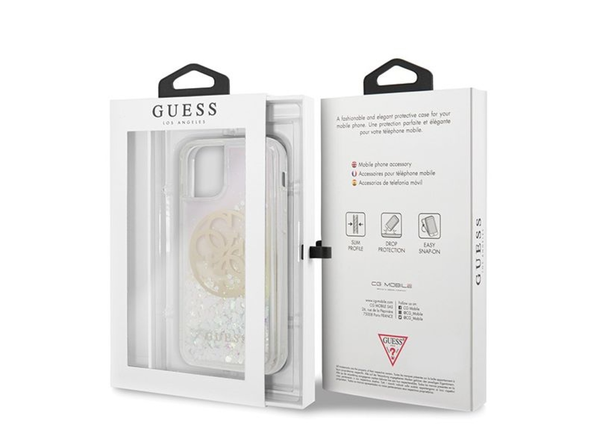 Funda rígida Guess GUHCN58LGIRGP para iPhone 11 Pro con logo circular de purpurina líquida degradada