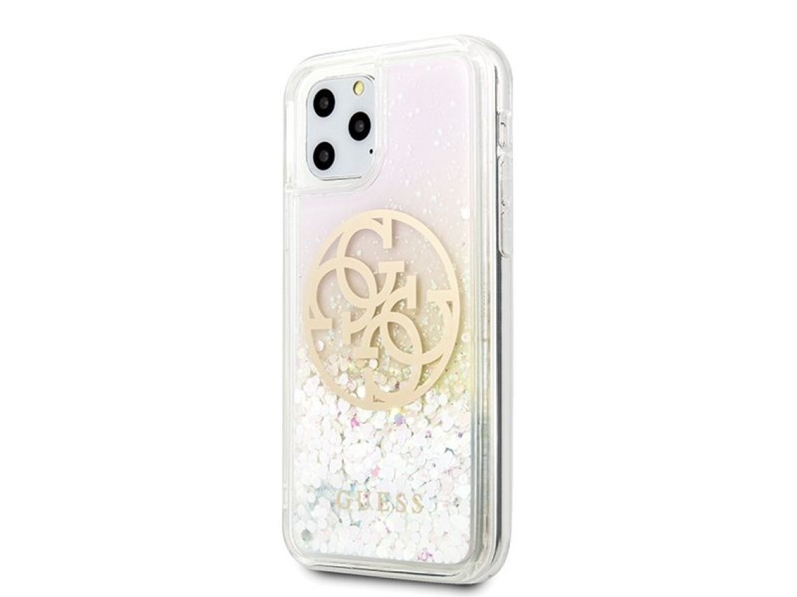 Funda rígida Guess GUHCN58LGIRGP para iPhone 11 Pro con logo circular de purpurina líquida degradada
