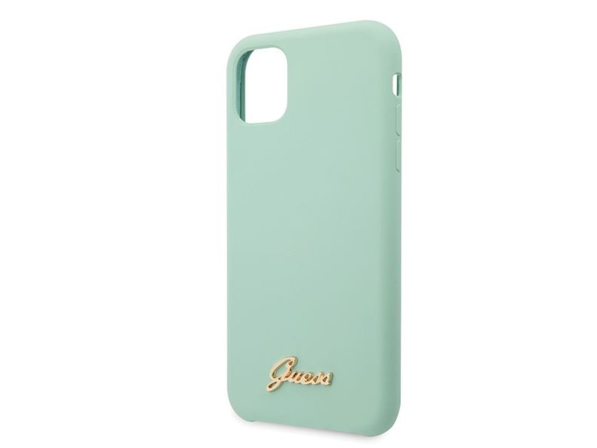 Capa rígida de silicone verde/verde com logo dourado vintage da Guess para iPhone 11 Pro Max (GUHCN6