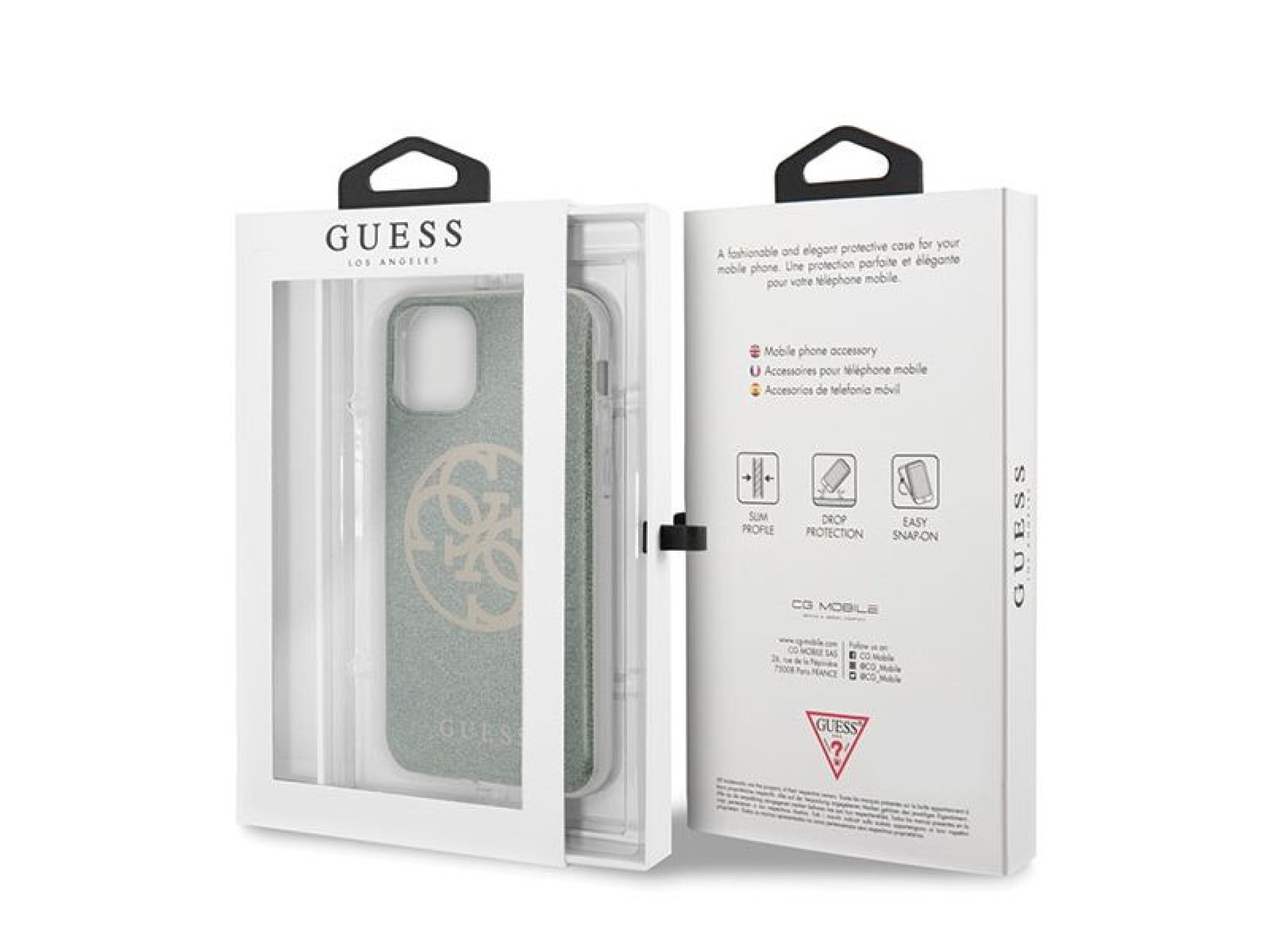Guess GUHCN65PCUGLKA iPhone 11 Pro Max khaki hard case 4G Circle Glitter