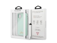 Capa rígida de silicone verde/verde com logo dourado vintage da Guess para iPhone 11 Pro Max (GUHCN6 Capa rígida de silicone verde/verde com logo dourado vintage da Guess para iPhone 11 Pro Max (GUHCN6