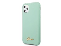 Capa rígida de silicone verde/verde com logo dourado vintage da Guess para iPhone 11 Pro Max (GUHCN6 Capa rígida de silicone verde/verde com logo dourado vintage da Guess para iPhone 11 Pro Max (GUHCN6