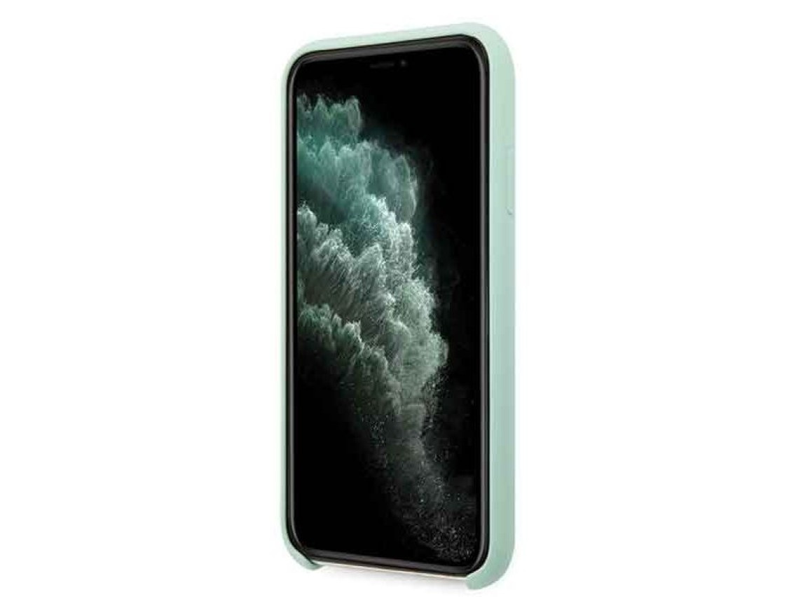 Funda rígida Guess GUHCN58LSLMGG para iPhone 11 Pro, color verde/verde, de silicona con logo dorado