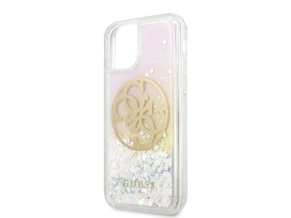 Funda rígida Guess GUHCN58LGIRGP para iPhone 11 Pro con logo circular de purpurina líquida degradada