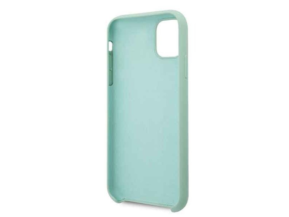 Funda rígida Guess GUHCN58LSLMGG para iPhone 11 Pro, color verde/verde, de silicona con logo dorado