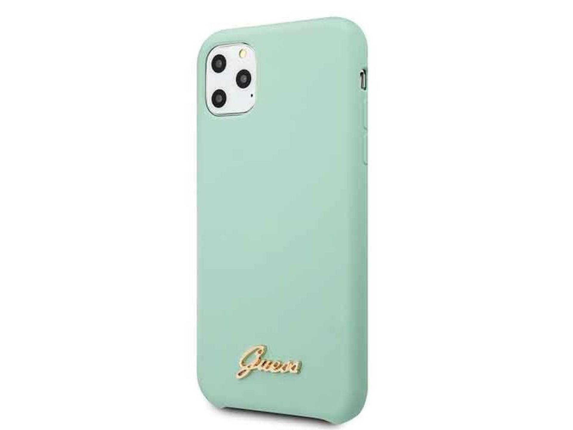Funda rígida Guess GUHCN58LSLMGG para iPhone 11 Pro, color verde/verde, de silicona con logo dorado