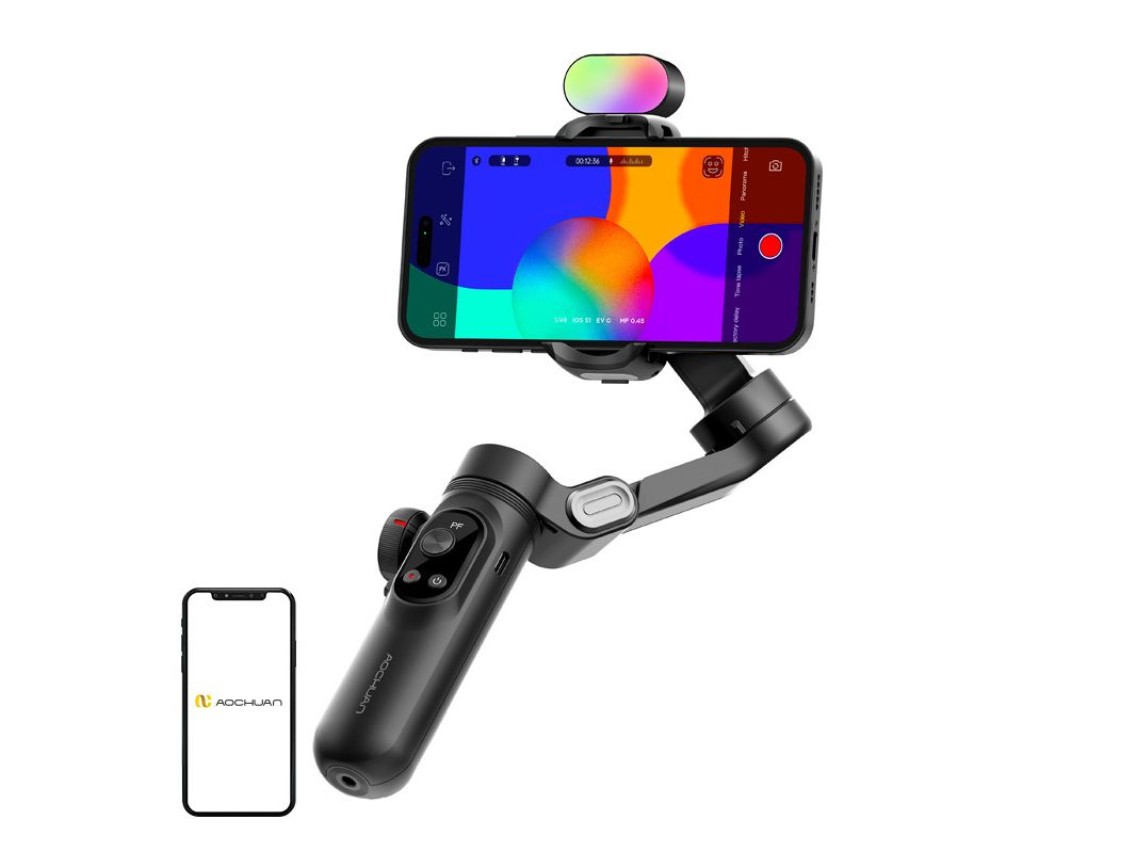 Gimbal AOCHUAN X Pro com ilumina��o RGB (preto)