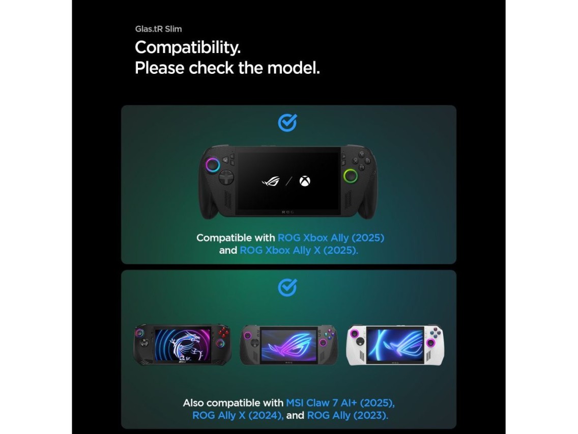 Paquete de 2 protectores de pantalla Spigen Glas.tR Slim de vidrio templado para ROG Xbox Ally X (20