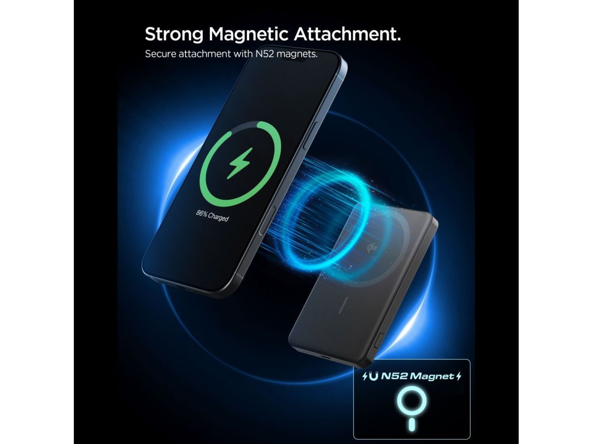 Batería externa Spigen Essential EA2205MQ de 5000 mAh y 22,5 W con carga inalámbrica QI2 - Negra