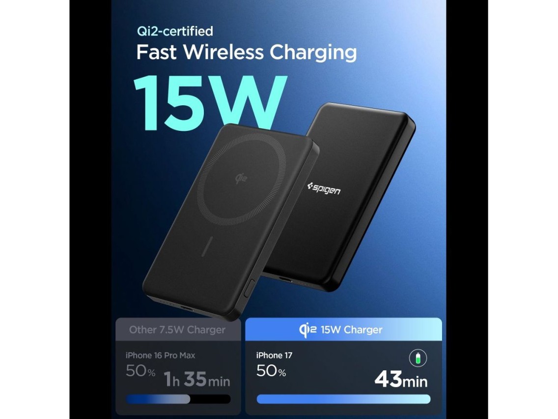 Spigen Essential EA2205MQ 5000MAH 22.5W QI2 Power Bank - Black
