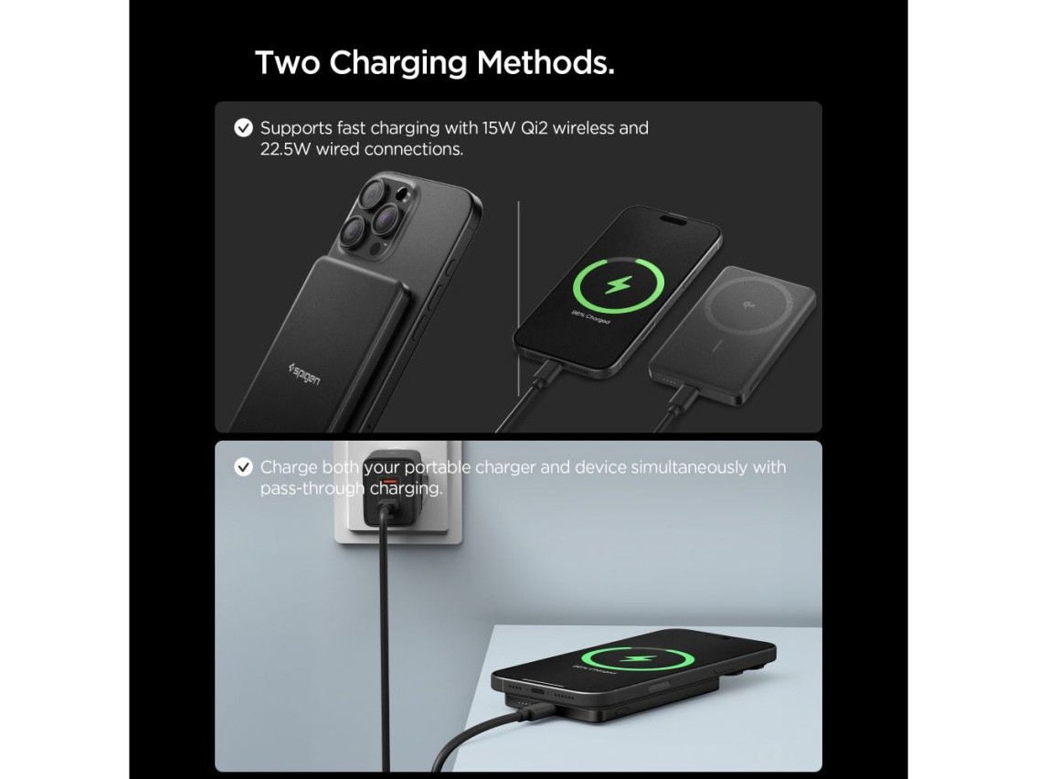 Spigen Essential EA2205MQ 5000MAH 22.5W QI2 Power Bank - Black
