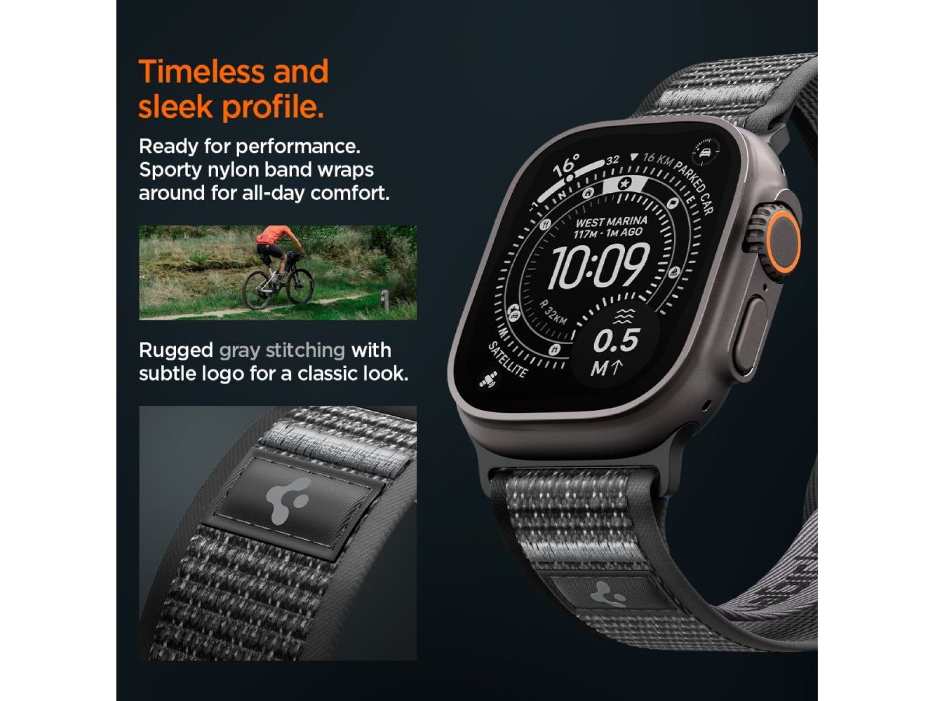 Pulseira Spigen Athlex Air 2 para Apple Watch 44/45/46/49mm - Preta e Cinza