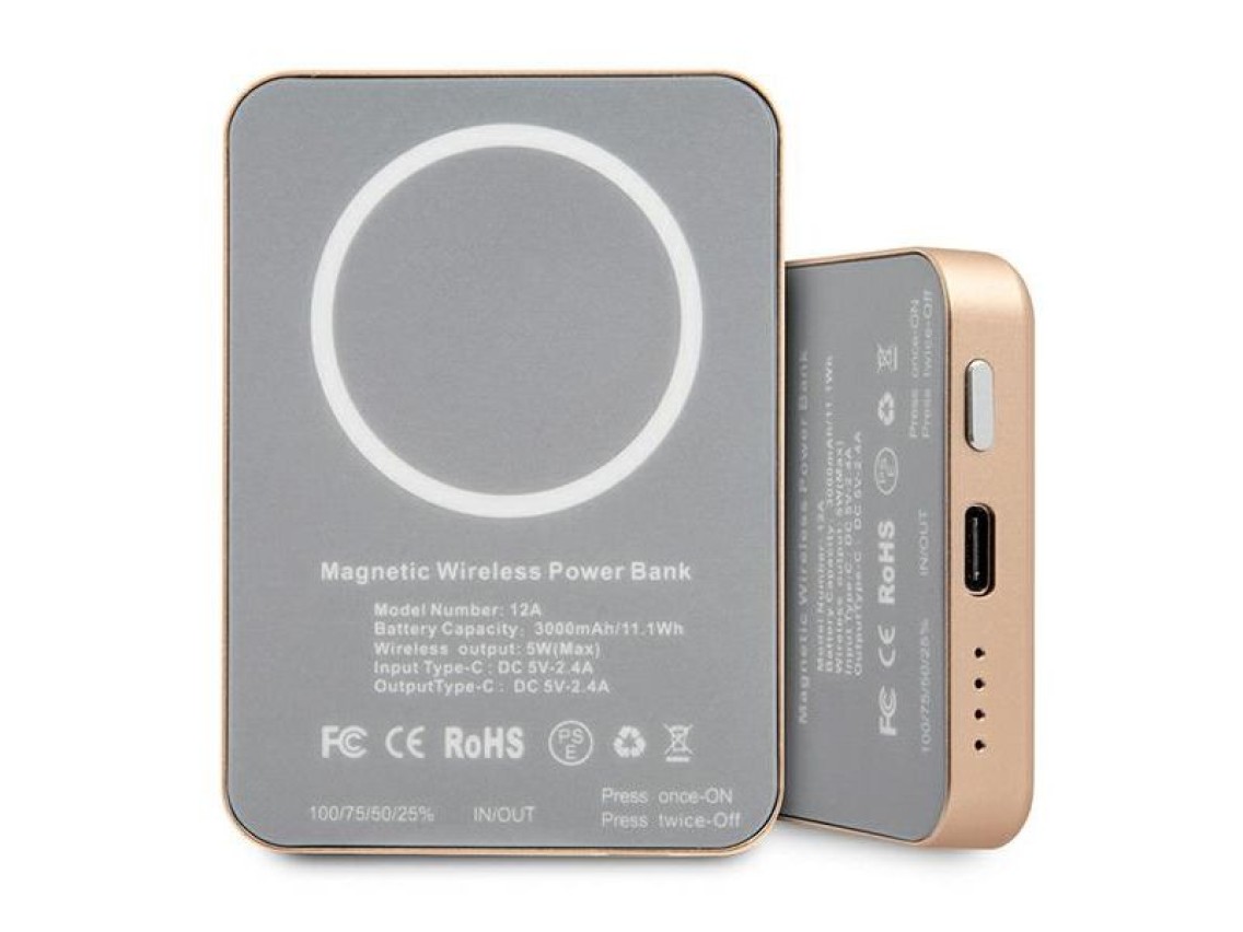 Guess Inductive Power Bank 5W GUPBMSVSLG 3000mAh gold/gold MagSafe