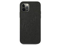 Capa Guess Saffiano Vintage Script para iPhone 12 Pro Max 6.7" - Preta Capa Guess Saffiano Vintage Script para iPhone 12 Pro Max 6.7" - Preta
