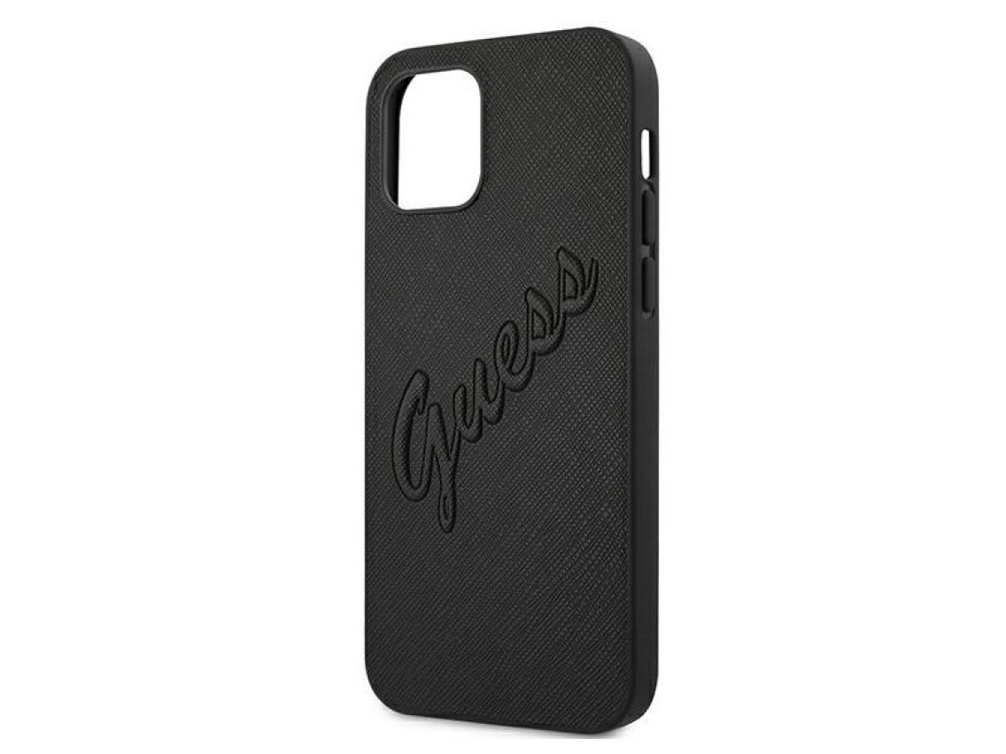 Capa Guess Saffiano Vintage Script para iPhone 12 Pro Max 6.7" - Preta
