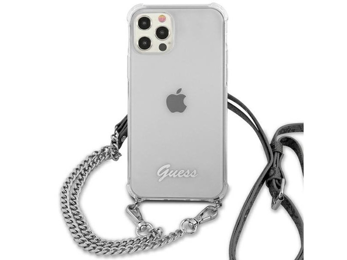 Guess GUHCP12LKC4GSSI iPhone 12 Pro Max 6.7" Funda rígida transparente 4G Cadena plateada