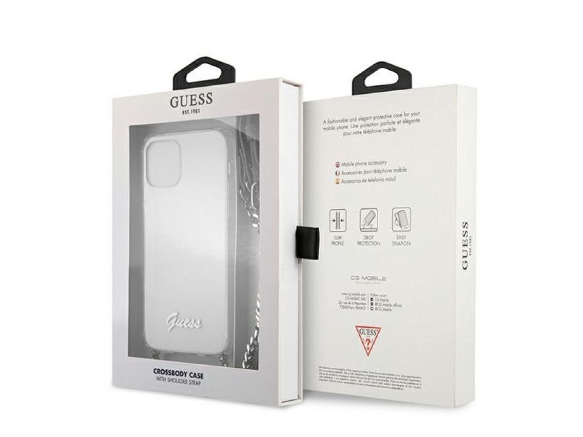 Guess GUHCP12LKC4GSSI iPhone 12 Pro Max 6.7" Funda rígida transparente 4G Cadena plateada