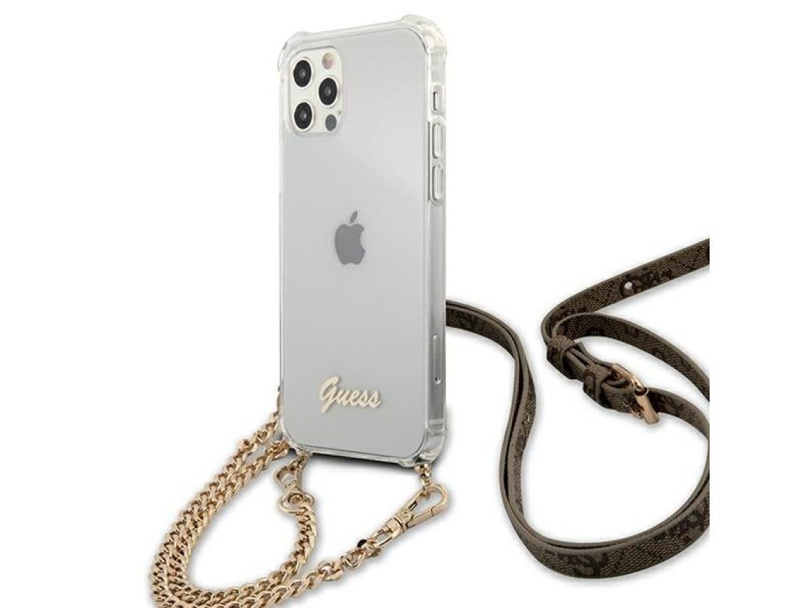 Guess GUHCP12MKC4GSGO iPhone 12/12 Pro 6.1" Transparent hard case 4G Gold Chain