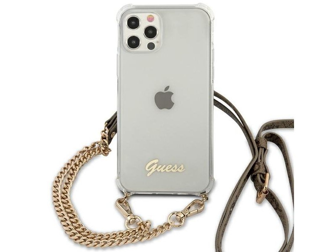 Guess GUHCP12MKC4GSGO iPhone 12/12 Pro 6.1" Transparent hard case 4G Gold Chain