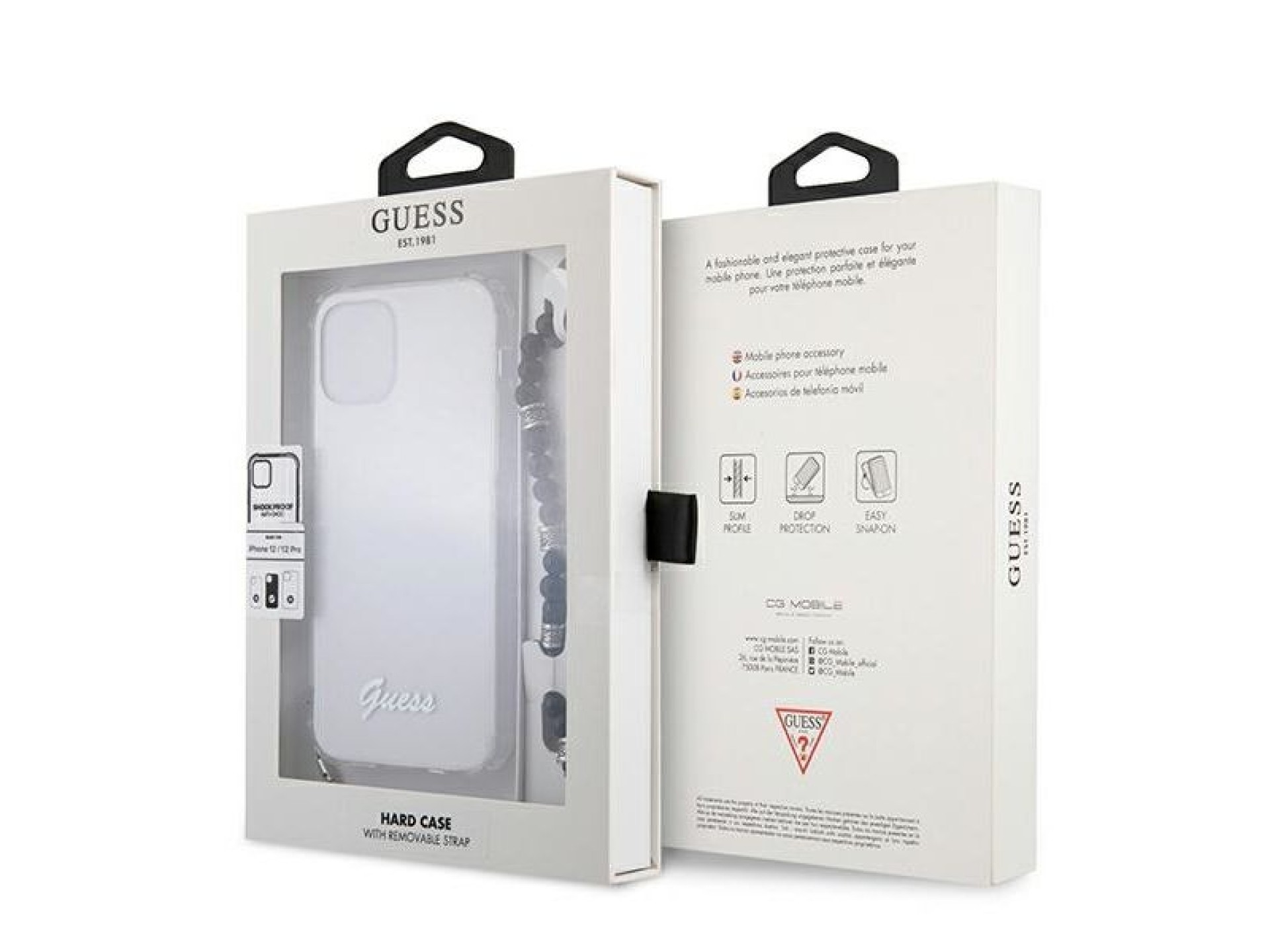 Capa rígida transparente Guess GUHCP12MKPSBK para iPhone 12/12 Pro de 6,1