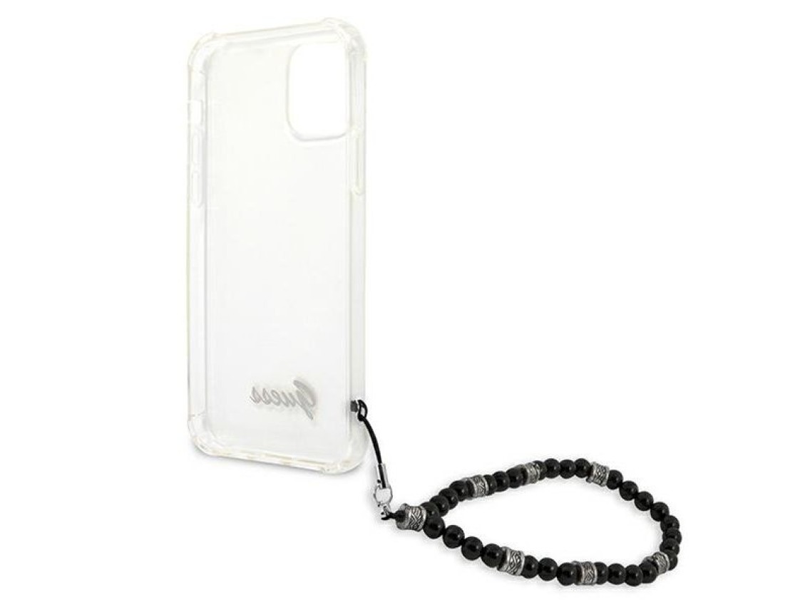 Capa rígida transparente Guess GUHCP12LKPSBK para iPhone 12 Pro Max 6.7" na cor Preto Pérola