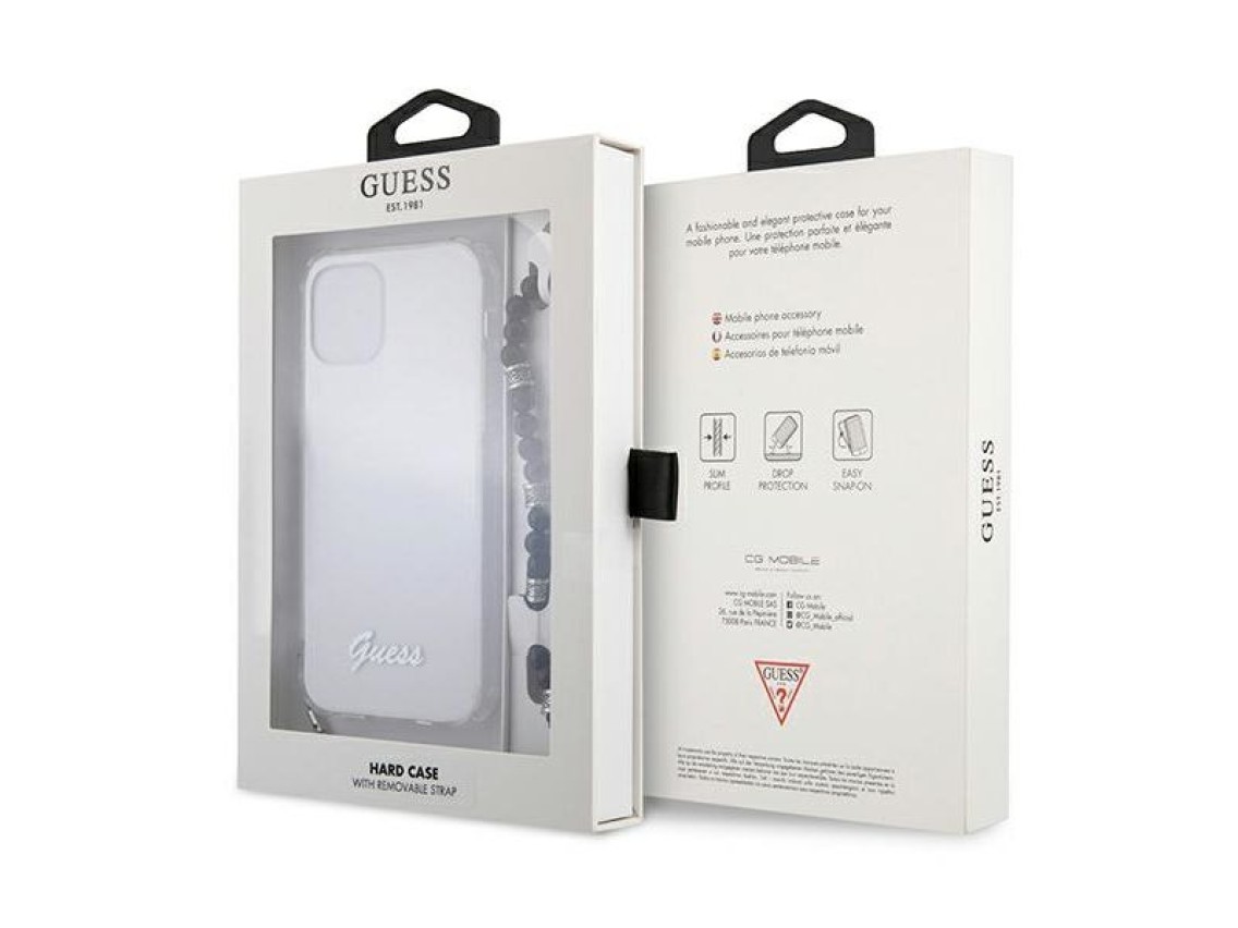 Capa rígida transparente Guess GUHCP12LKPSBK para iPhone 12 Pro Max 6.7" na cor Preto Pérola