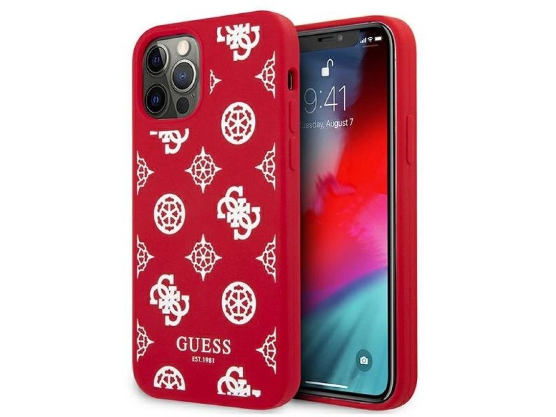 Funda r�gida roja/roja para iPhone 12 Pro Max de 6,7" de Guess GUHCP12LLSPEWRE, colecci�n Peony.