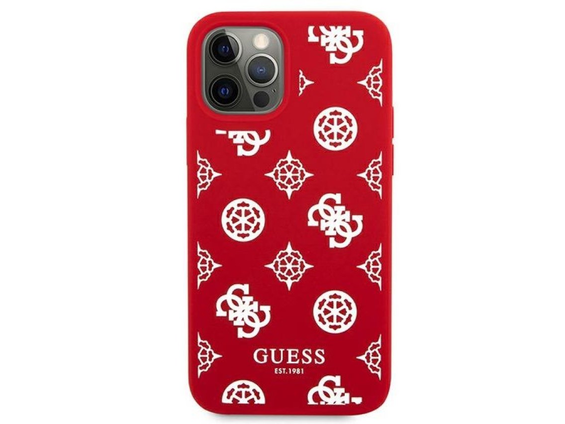 Funda r�gida roja/roja para iPhone 12 Pro Max de 6,7" de Guess GUHCP12LLSPEWRE, colecci�n Peony.