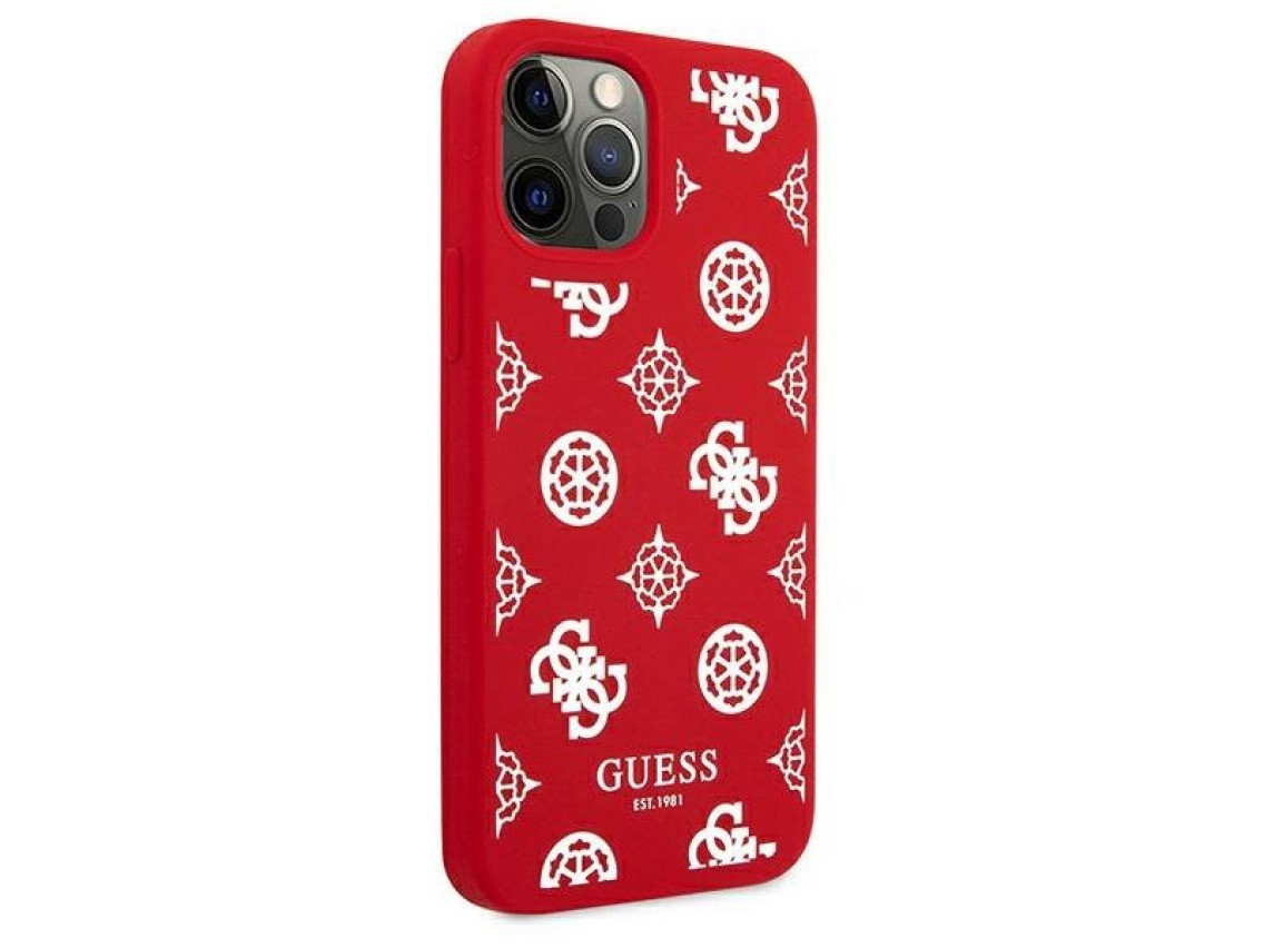 Funda r�gida roja/roja para iPhone 12 Pro Max de 6,7" de Guess GUHCP12LLSPEWRE, colecci�n Peony.