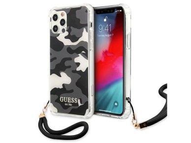 Funda r�gida negra Guess GUHCP12MKSARBK para iPhone 12/12 Pro de 6,1" (colecci�n camuflaje)
