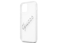 Capa rígida transparente Guess GUHCP12MKTRSVSI para iPhone 12/12 Pro de 6,1" com escrita vintage pra Capa rígida transparente Guess GUHCP12MKTRSVSI para iPhone 12/12 Pro de 6,1" com escrita vintage pra