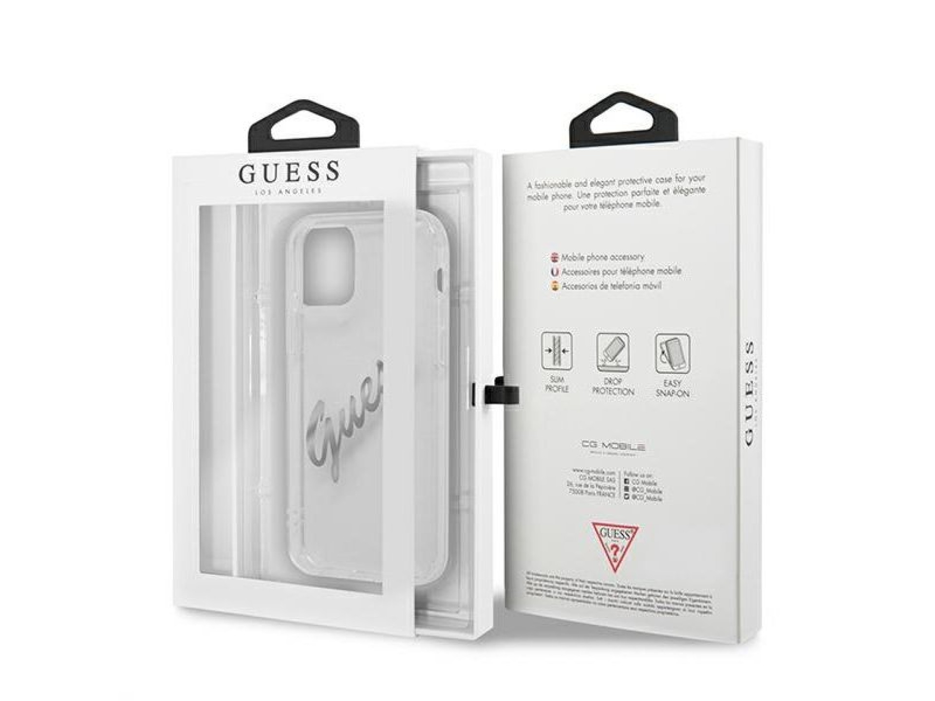 Capa rígida transparente Guess GUHCP12MKTRSVSI para iPhone 12/12 Pro de 6,1