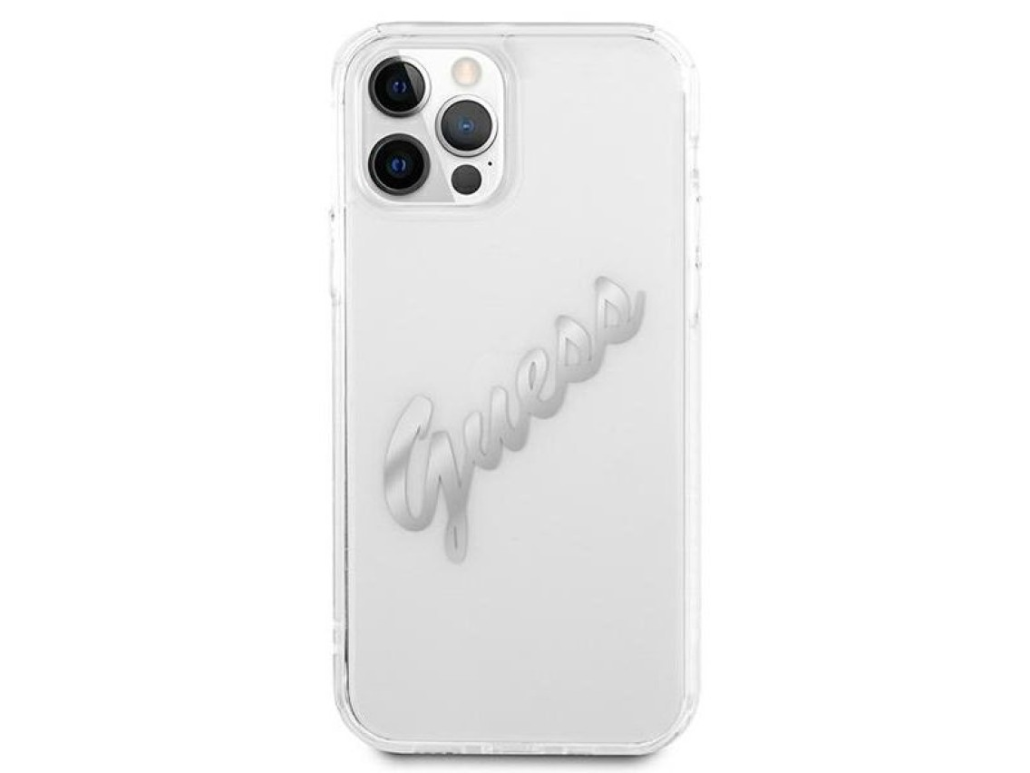 Guess GUHCP12LKTRSVSI iPhone 12 Pro Max 6.7" Transparent hardcase Vintage Script Silver
