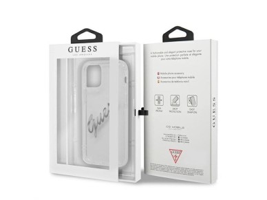 Guess GUHCP12LKTRSVSI iPhone 12 Pro Max 6.7" Transparent hardcase Vintage Script Silver Guess GUHCP12LKTRSVSI iPhone 12 Pro Max 6.7" Transparent hardcase Vintage Script Silver