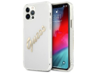 Guess GUHCP12MKTRSVGO iPhone 12/12 Pro 6.1" Transparent hardcase Vintage Script Gold Guess GUHCP12MKTRSVGO iPhone 12/12 Pro 6.1" Transparent hardcase Vintage Script Gold