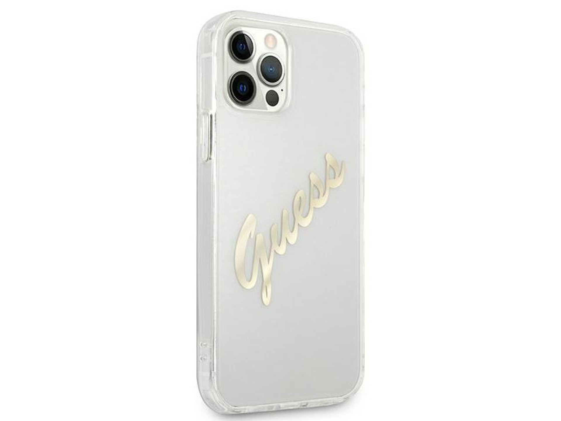 Capa rígida transparente Guess GUHCP12MKTRSVGO para iPhone 12/12 Pro de 6,1