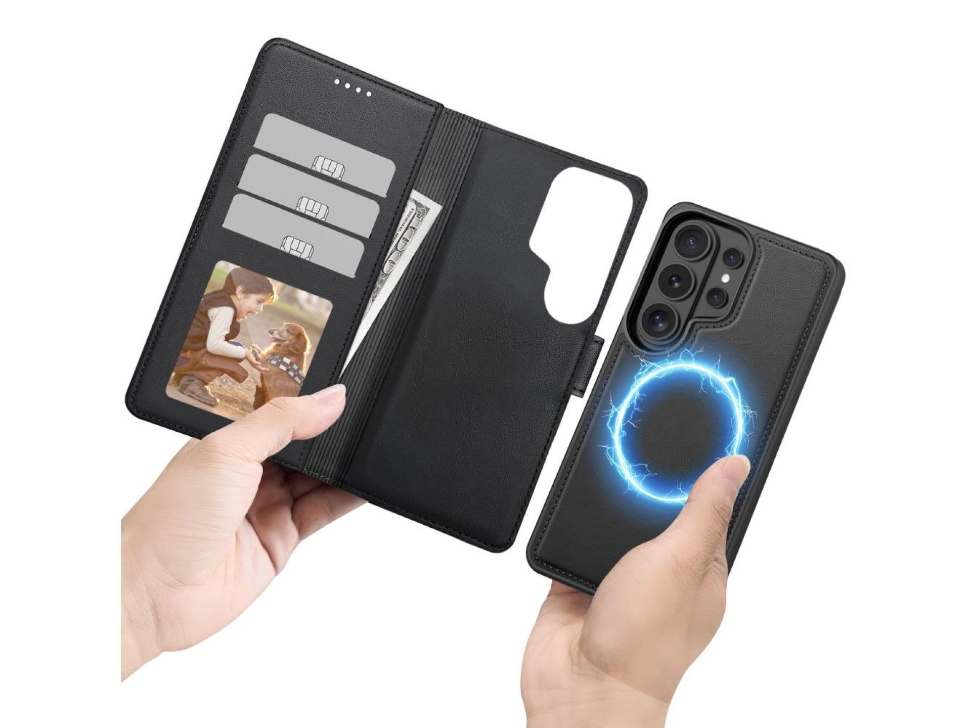 Capa Tech-Protect Wallet MagSafe para Samsung Galaxy S26 Ultra - Preto Fosco