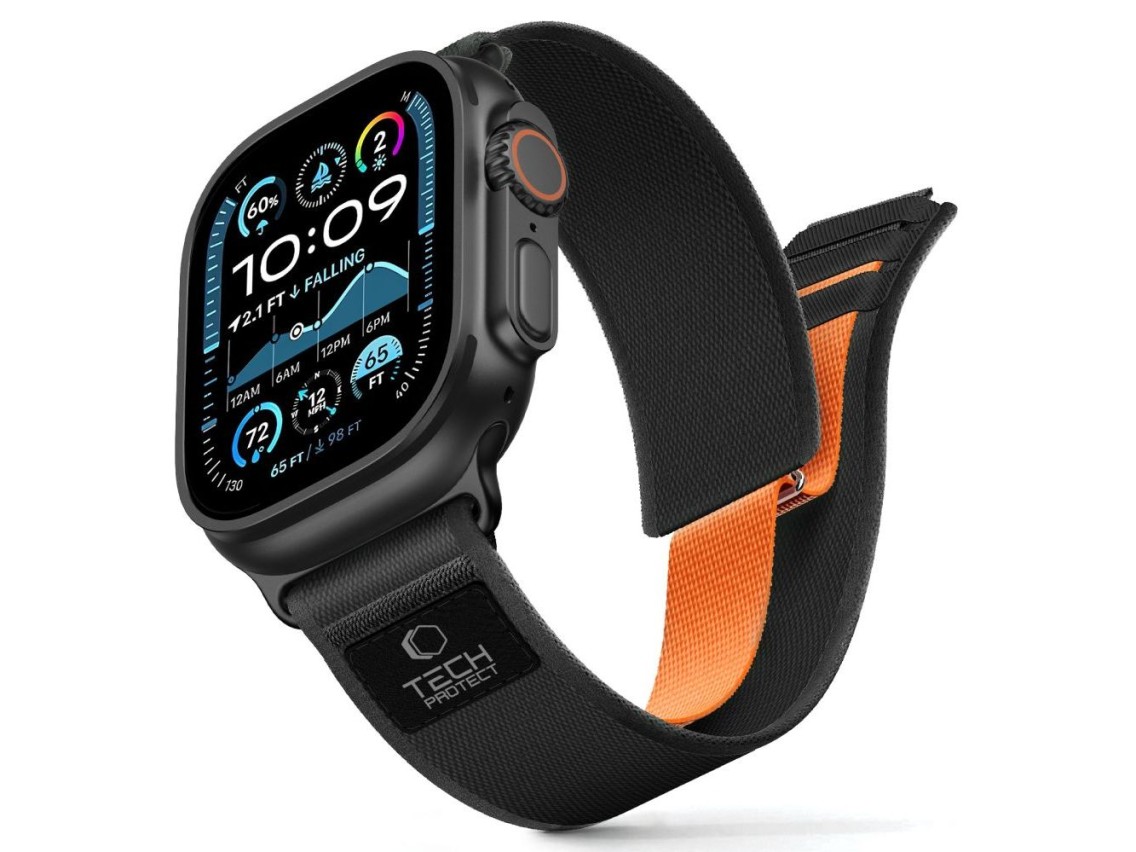 Correa Tech-Protect Nylon Elite para Apple Watch de 44 / 45 / 46 / 49 mm - Negro y naranja