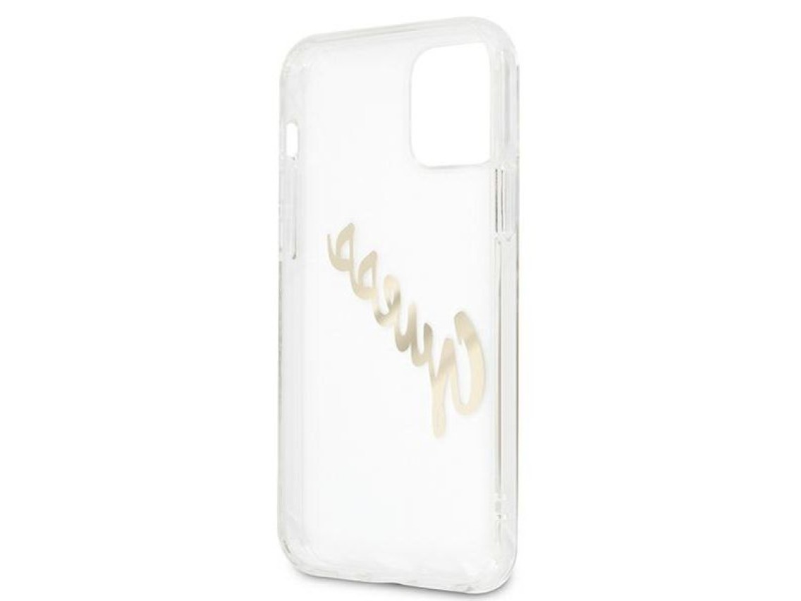 Capa rígida transparente Guess GUHCP12MKTRSVGO para iPhone 12/12 Pro de 6,1" com escrita vintage dou