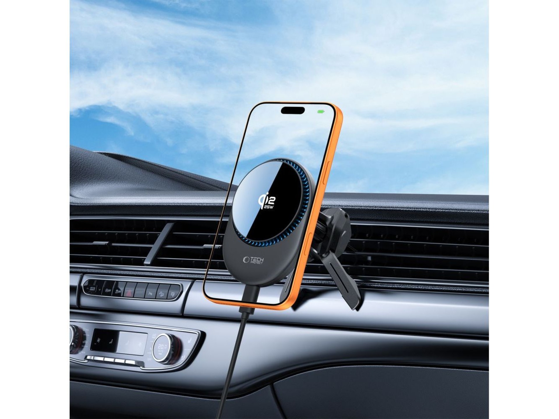 Soporte para coche Tech-Protect V21 MagSafe con cargador inductivo QI2.2 de 25 W para habitáculo/par