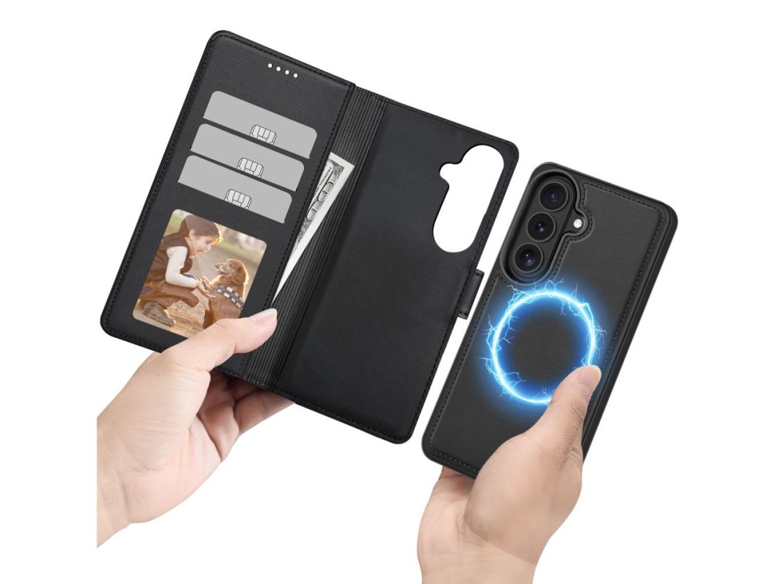 Tech-Protect Wallet MagSafe Case for Samsung Galaxy S26 - Matte Black