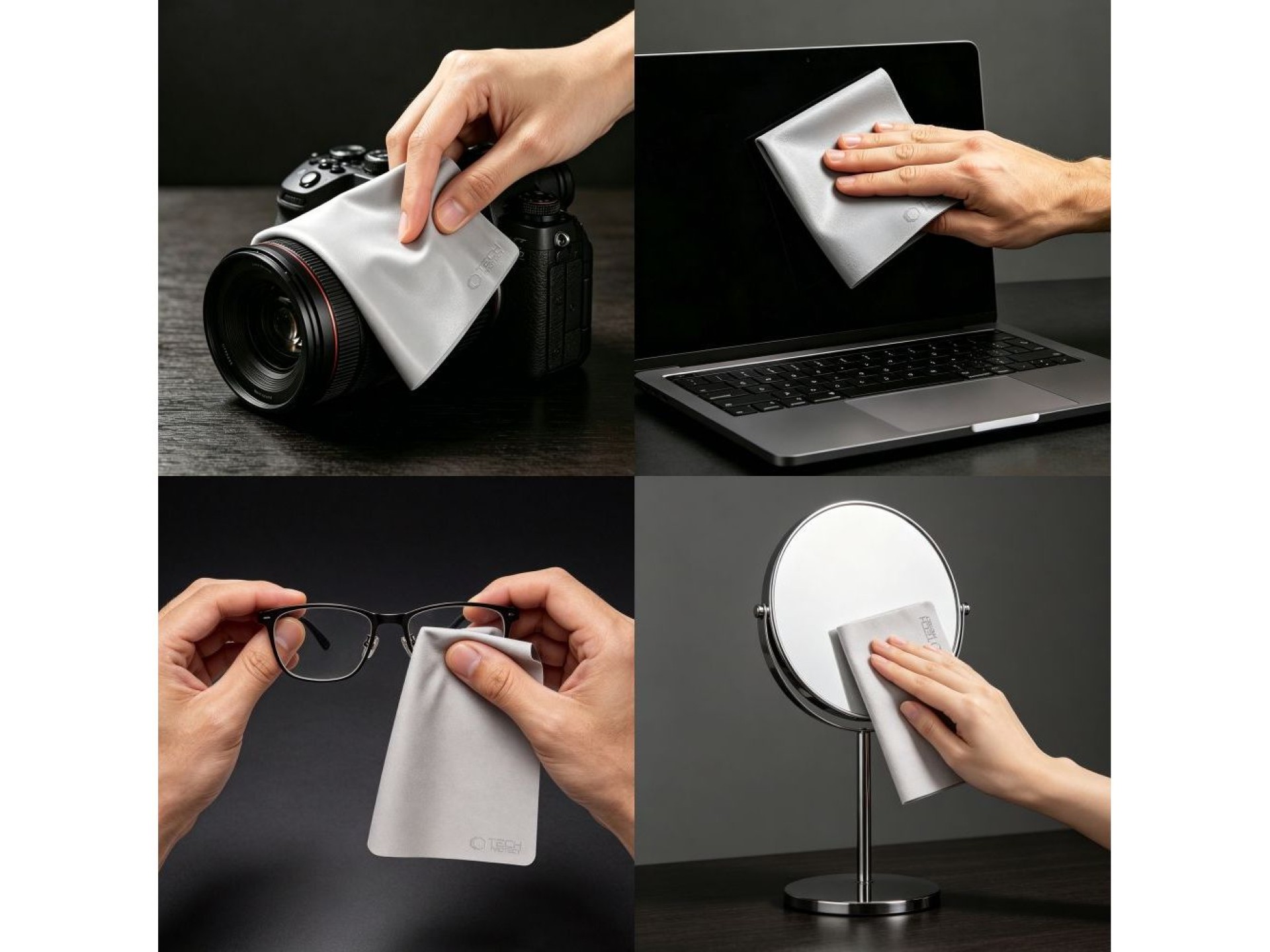 Pano de polimento Tech-Protect em microfibra para tela de laptop de 15 a 16 polegadas - Cinza