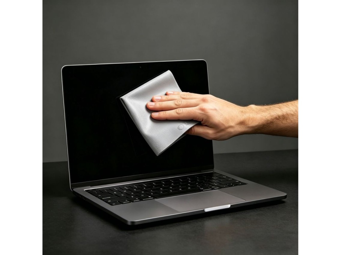 Pano de polimento Tech-Protect em microfibra para tela de laptop de 15 a 16 polegadas - Cinza
